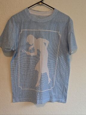 Nancy Drew Light Blue Short Sleeve Tee with White Silhouette Graphic